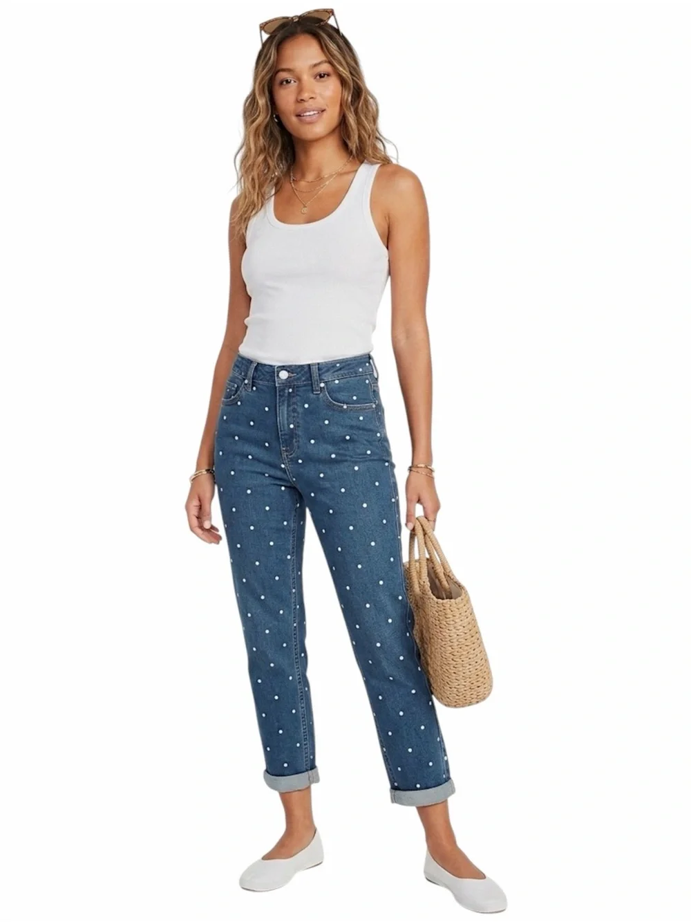 Workshop Republic Clothing ankle polka dot straight ankle jeans 4 NWT - Picture 2 of 7